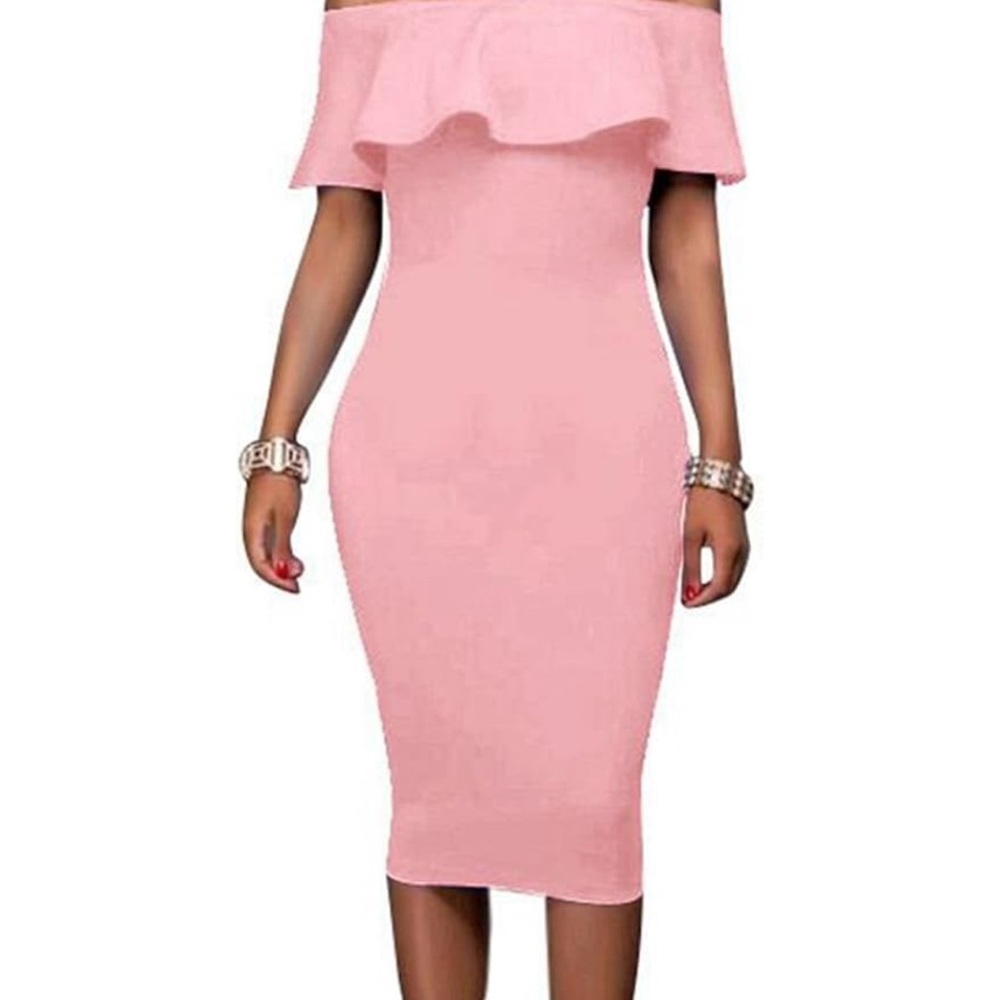 Elegant Pink Off-Shoulder Dress